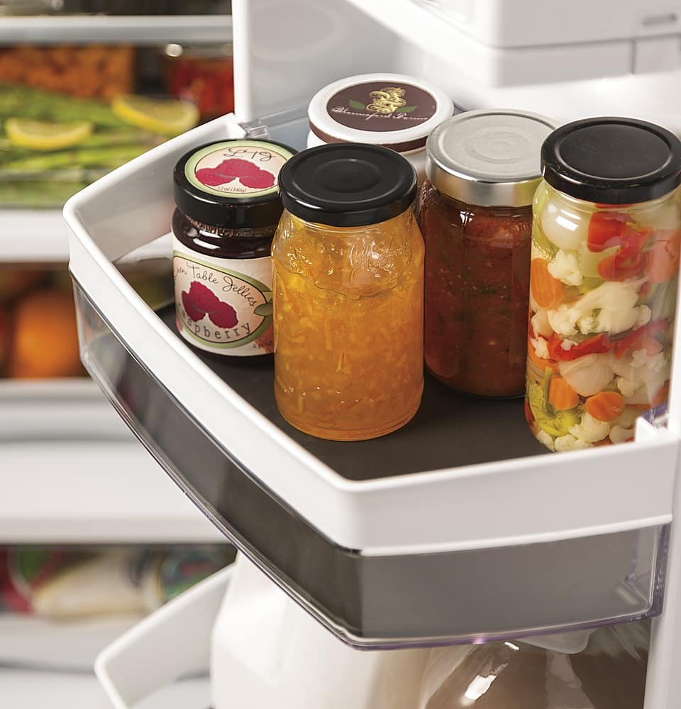 Alt View 3. GE Profile - 22.1 Cu. Ft. French Door Counter-Depth Refrigerator with Hands-Free AutoFill - Fingerprint resistant black slate.