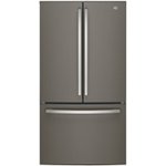 Front. GE - 27.0 Cu. Ft. French Door Refrigerator with Internal Water Dispenser - Slate.