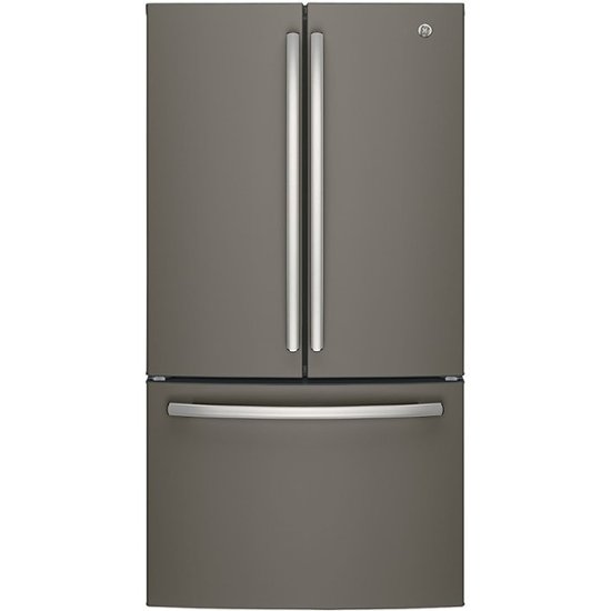 Front Zoom. GE - 27.0 Cu. Ft. French Door Refrigerator with Internal Water Dispenser - Fingerprint resistant slate.