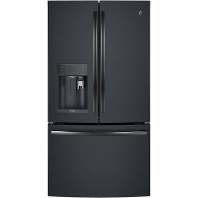 GE - Profile Series 22.2 Cu. Ft. French Door Counter-Depth Refrigerator with Keurig Brewing System - Black Slate