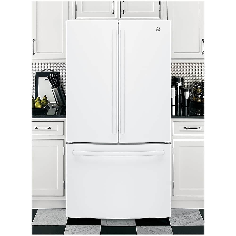 Alt View 11. GE - 27.0 Cu. Ft. French Door Refrigerator with Internal Water Dispenser - High Gloss White.