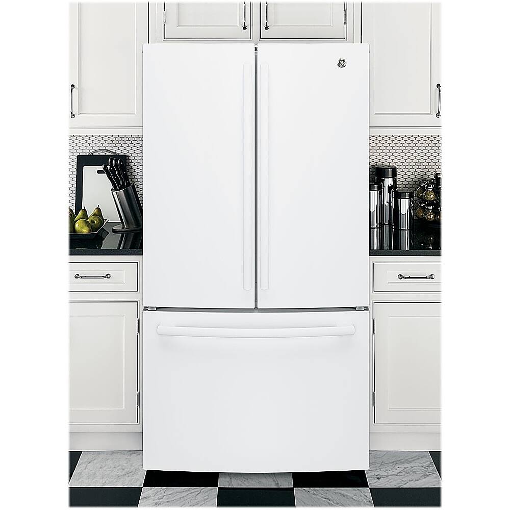 Alt View 11. GE - 27.0 Cu. Ft. French Door Refrigerator with Internal Water Dispenser - High Gloss White.
