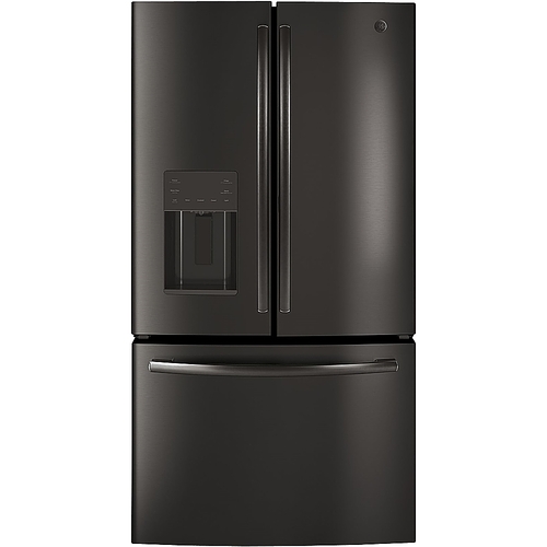 GE - 25 Cu. Ft. French Door Refrigerator - Black stainless steel