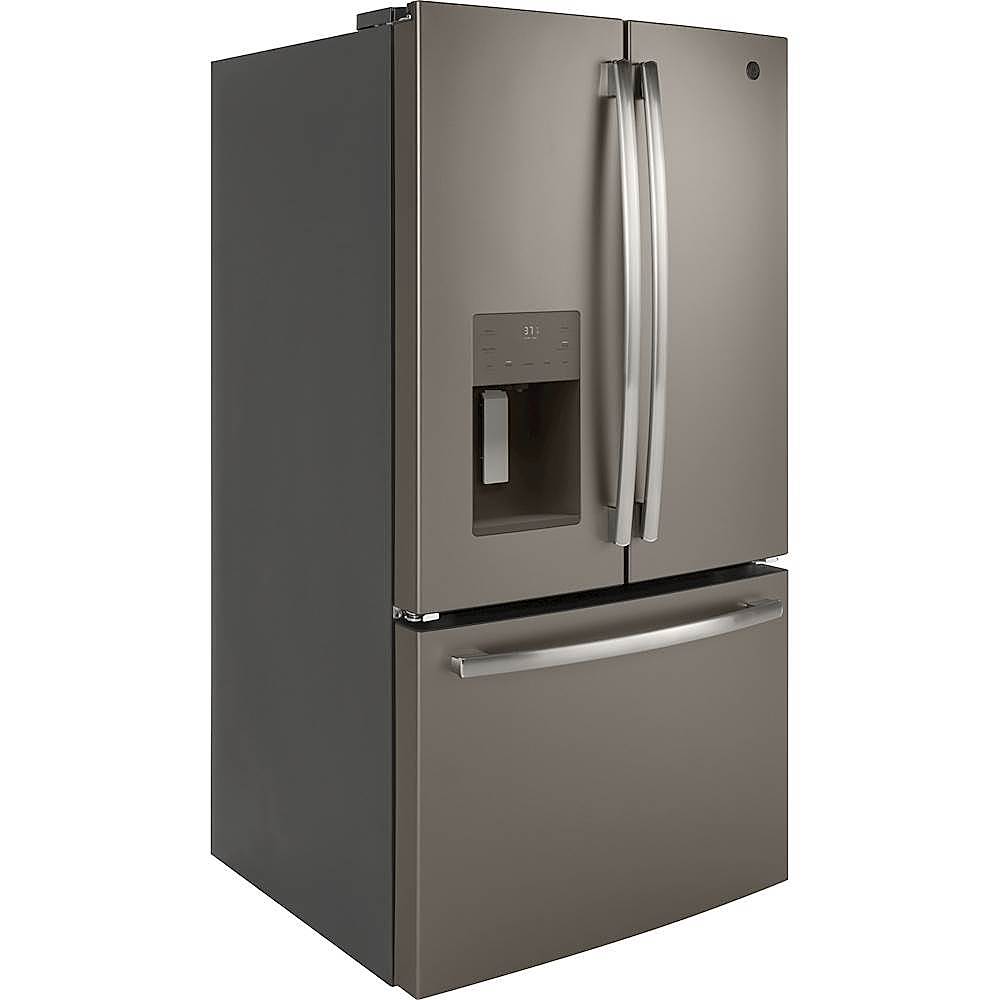 Angle View: GE - 25.6 Cu. Ft. French Door Refrigerator - Slate