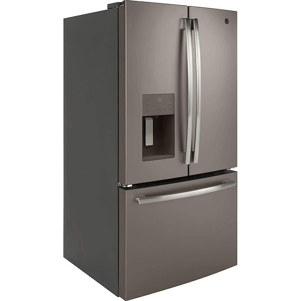 Angle. GE - 25.6 Cu. Ft. French Door Refrigerator - Slate.