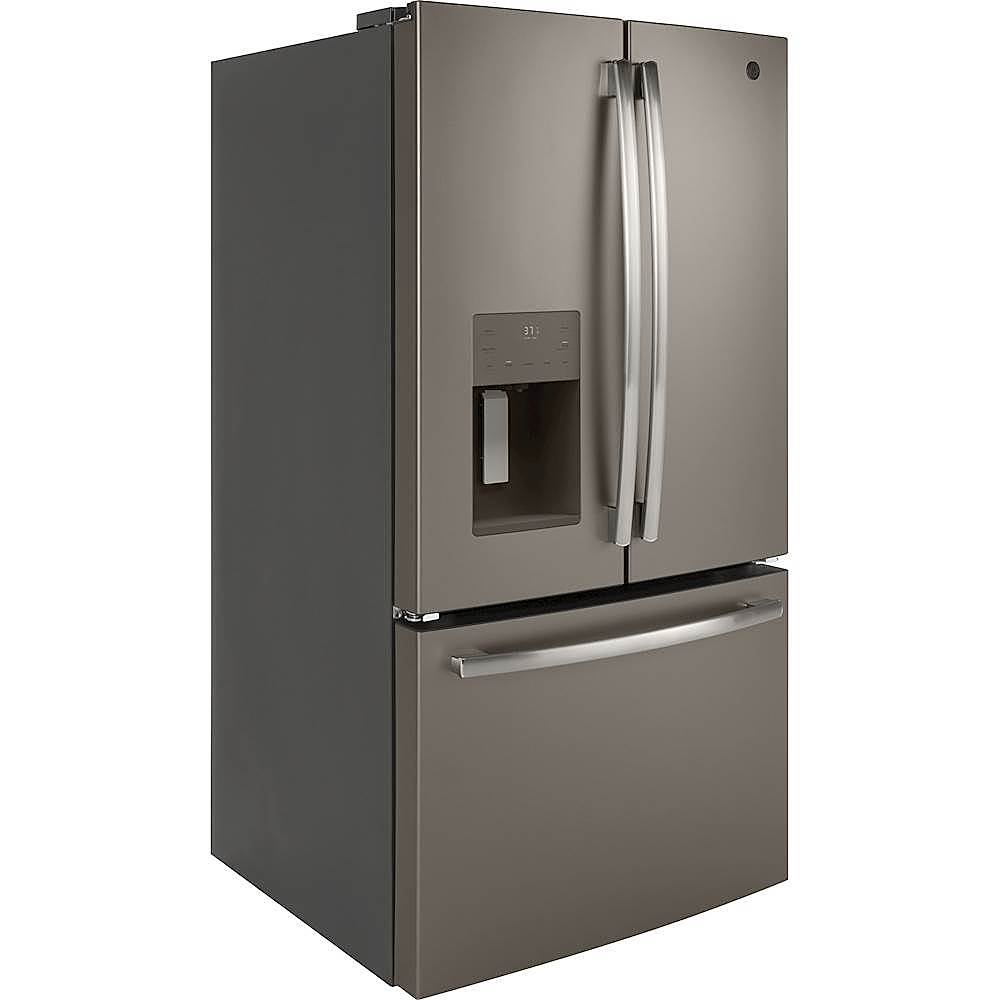 Angle. GE - 25.6 Cu. Ft. French Door Refrigerator - Slate.