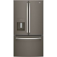 GE - 25.6 Cu. Ft. French Door Refrigerator - Fingerprint resistant slate - Front_Zoom