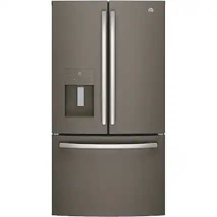 Front. GE - 25.6 Cu. Ft. French Door Refrigerator - Slate.