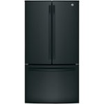 Front Zoom. GE - 27.0 Cu. Ft. French Door Refrigerator with Internal Water Dispenser - High Gloss Black.