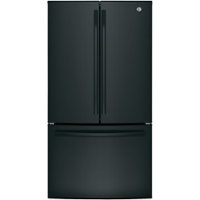 GE - 27.0 Cu. Ft. French Door Refrigerator with Internal Water Dispenser - High Gloss Black - Front_Zoom