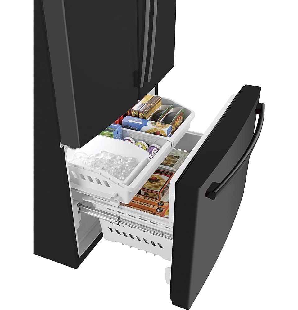 Alt View 18. GE - 27.0 Cu. Ft. French Door Refrigerator with Internal Water Dispenser - High Gloss Black.