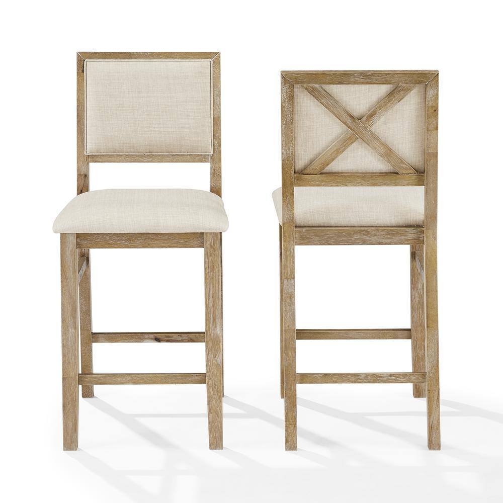 Angle. Crosley Furniture - Joanna 2-Piece Upholstered Counter Height Bar Stool Set - 2 Stools - Rustic Brown.
