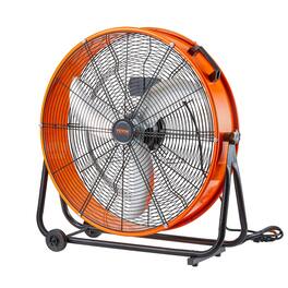 VEVOR - Drum Fan, 24 Inch High Velocity Industrial Shop Fan, Heavy Duty Commercial Use 3-Speed 8600CFM, 360°Adjustable Tilting - Orange;Black