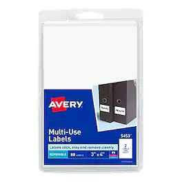 Avery - Laser/Inkjet Multipurpose Labels, 3" x 4", 80 Labels/Pack - White