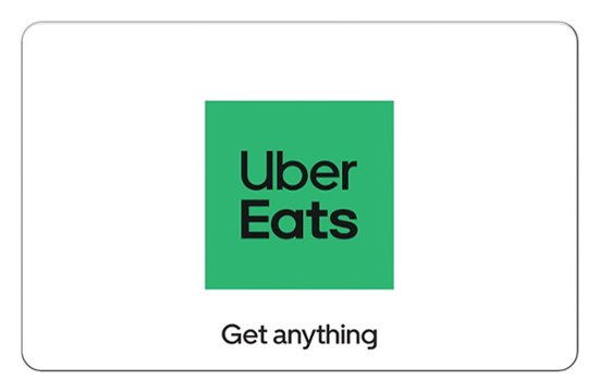 The largest text in the image reads "Uber Eats." The text "Get anything" is also present in the image, but it is smaller and located below the "Uber Eats" text.