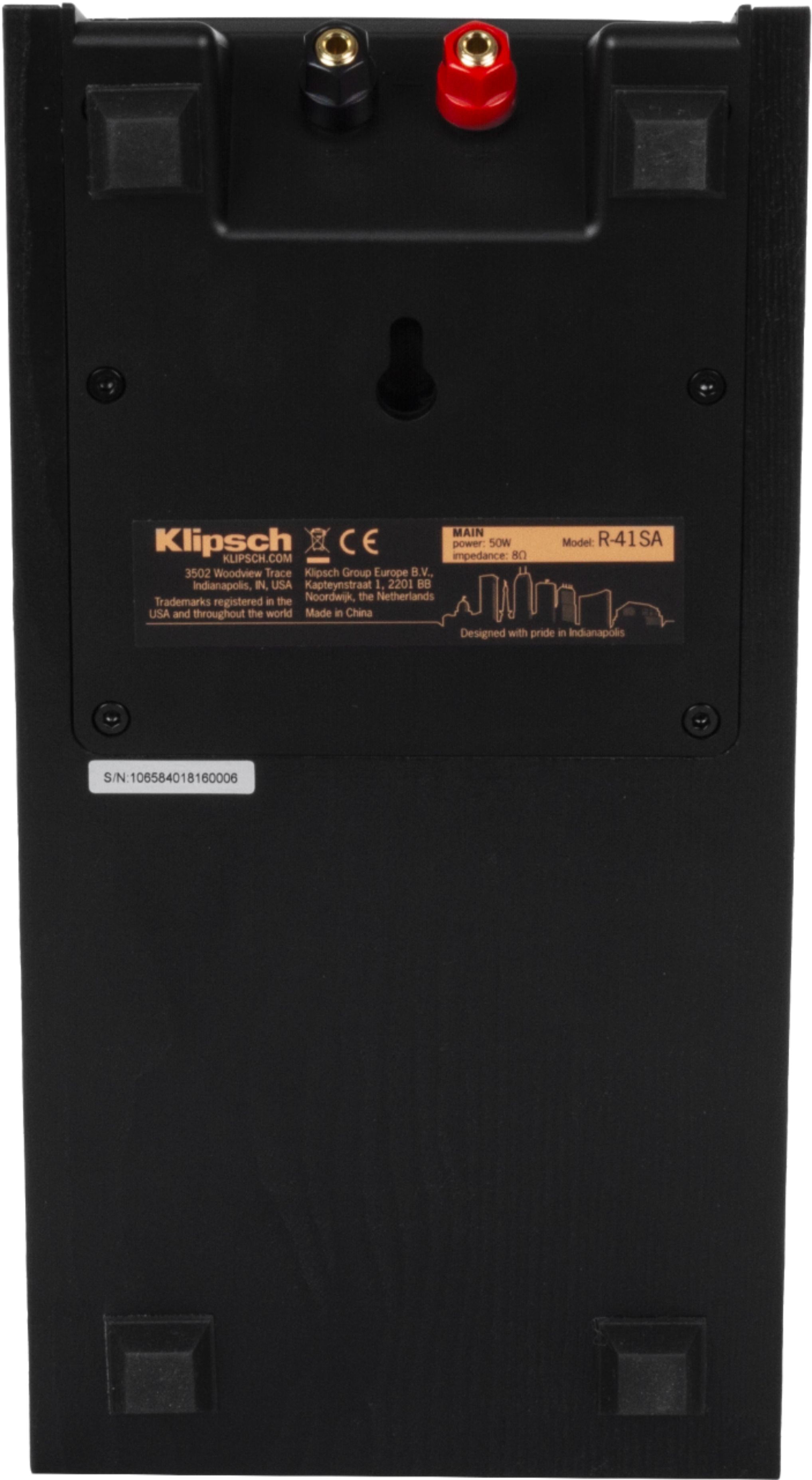 Back View: Klipsch - Reference Series 4" 100-Watt Passive 2-Way Height Channel Speakers (Pair) - Black