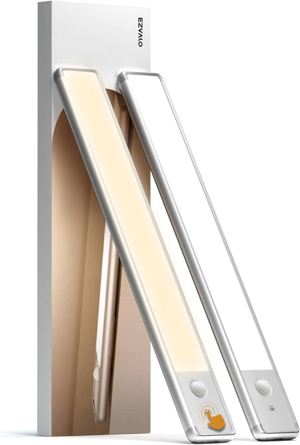 Front. ACJPR - 1.8" Under Cabinet LED Light, Rechargeable Motion Sensor, Dimmable (75).