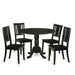 East West Furniture - 5 PC Dining room set for 4-Small Kitchen Table and 4 Kitchen Chairs - Black