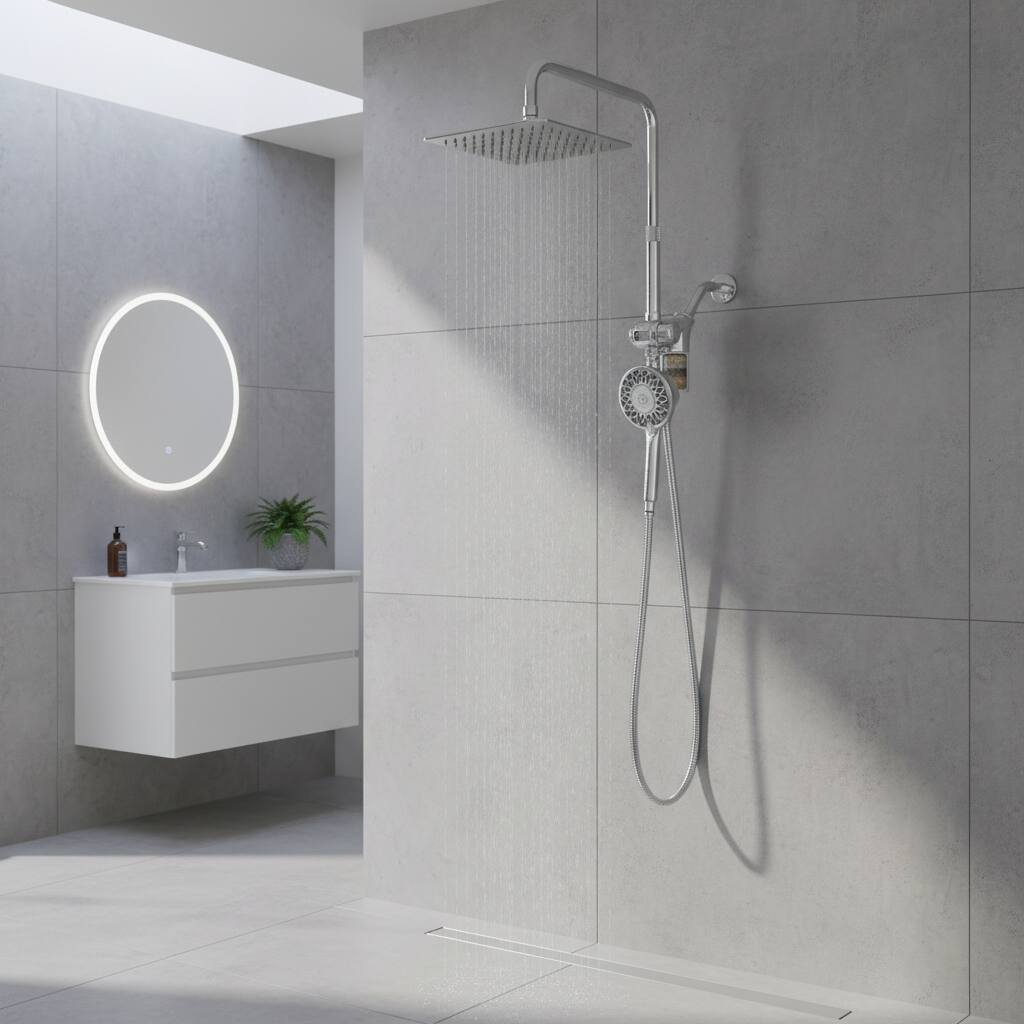 Alt View 1. Dazzed Corner - Dual Shower Heads & Handheld Combo, Magnetic Filtered, 79" Hose - Chrome.