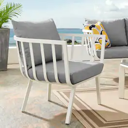 Riverside Outdoor Patio Aluminum Armchair by Modway - White Gray
