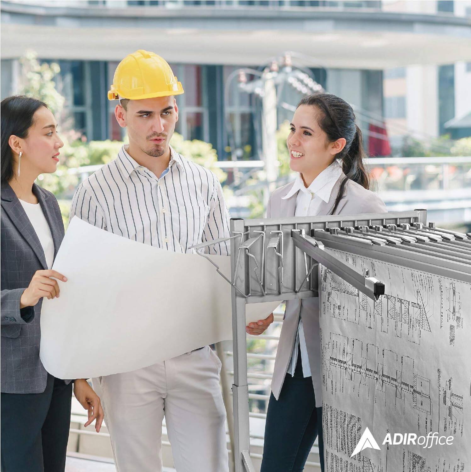 Alt View 1. AdirOffice - Steel Portable Hanging File Cart Mobile Blueprint Storage Rack - Gray.