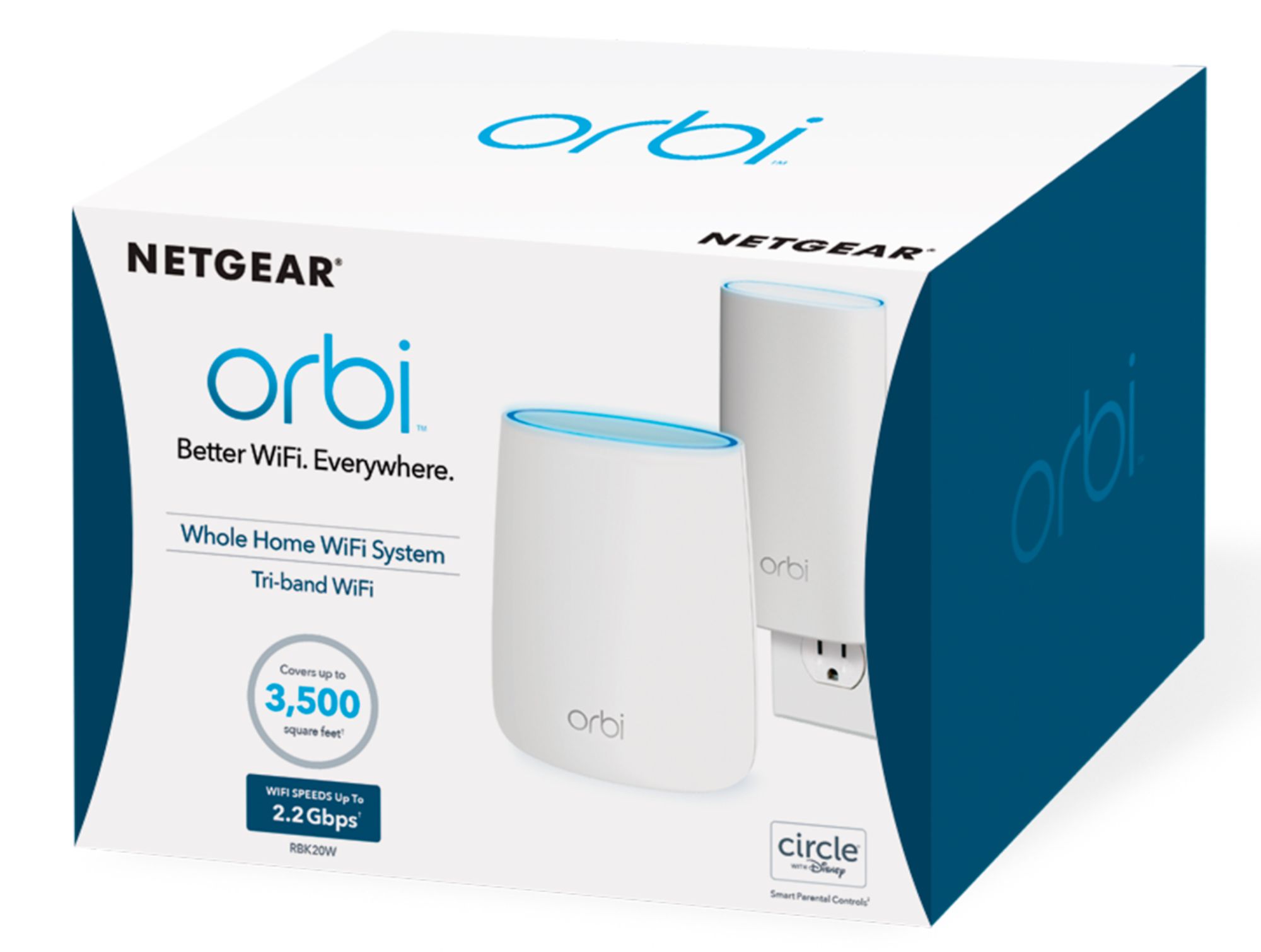 2-pack NETGEAR Orbi AC2200 Tri-Band Mesh Wi-Fi System 