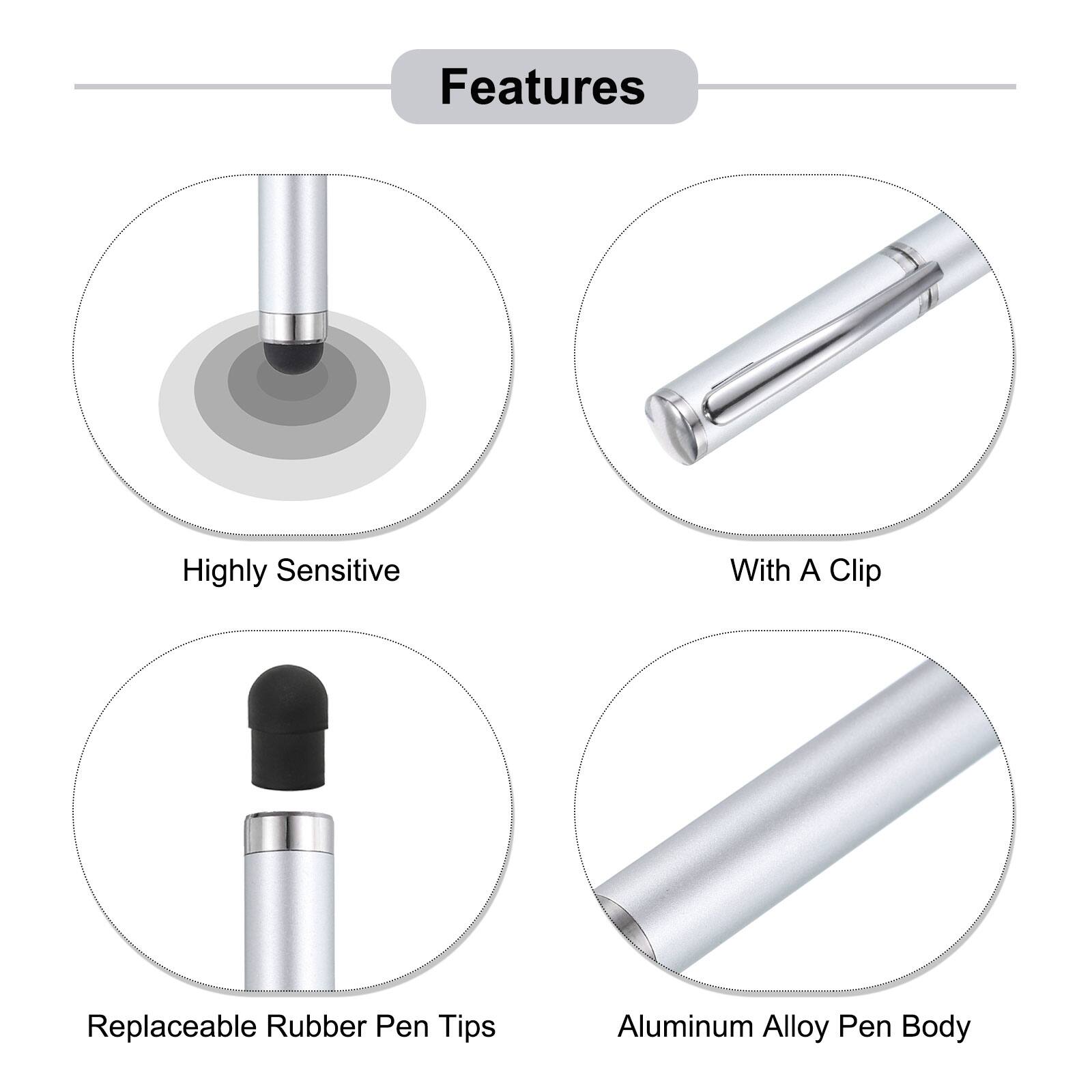 Features  
- Highly Sensitive  
- With A Clip  
- Replaceable Rubber Pen Tips  
- Aluminum Alloy Pen Body