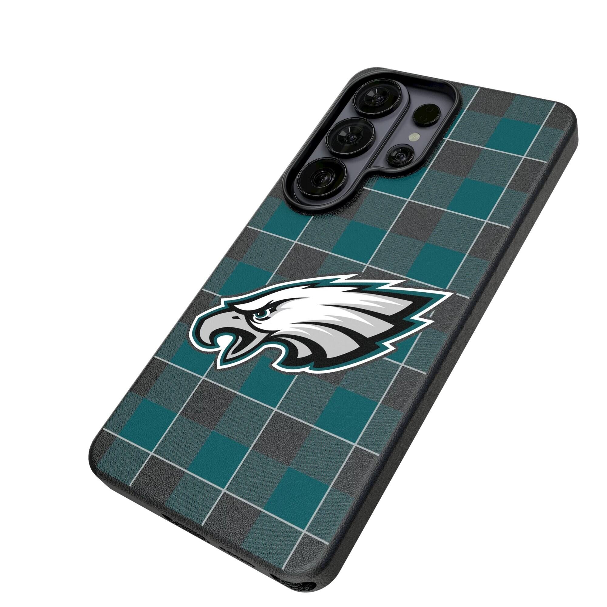Alt View 1. Keyscaper - Philadelphia Eagles Plaid Galaxy Magnetic Bump Case - S26 - Black.