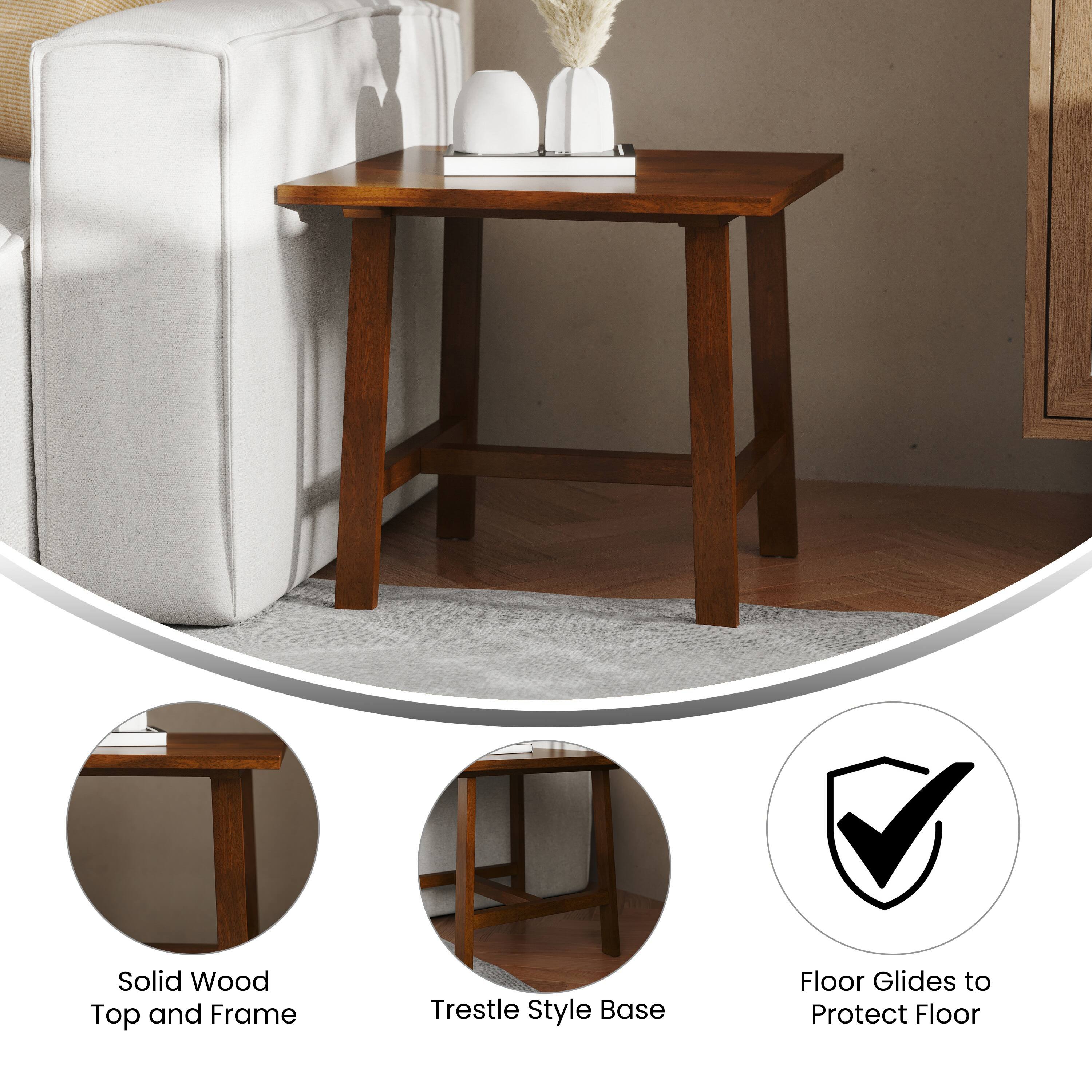 Solid Wood Top and Frame  
Trestle Style Base  
Floor Glides to Protect Floor