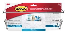 Command - Shower Caddy, Satin Nickel, 1 Caddy, 1 Prep Wipe, 4 Large Water-Resistant Strips/Pack - Silver