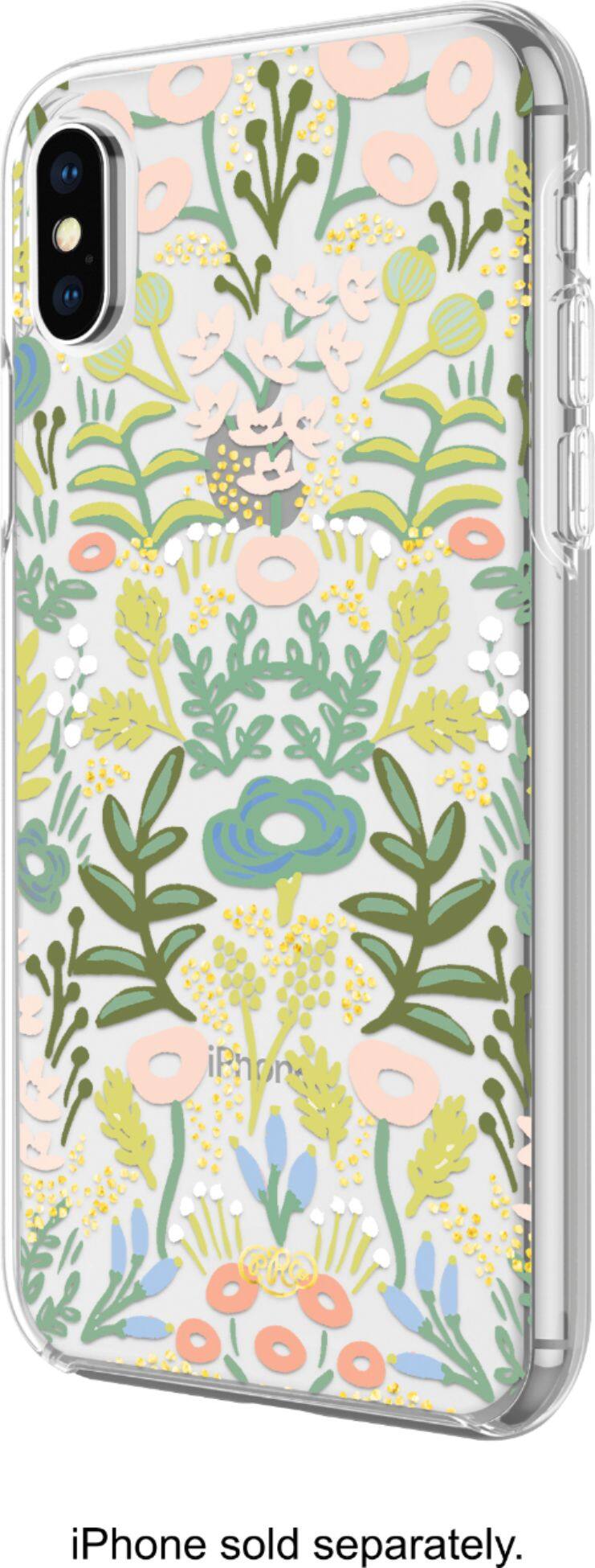 Front. Rifle Paper - Case for Apple® iPhone® X and XS - Clear/Gold Foil/Tapestry Multi.