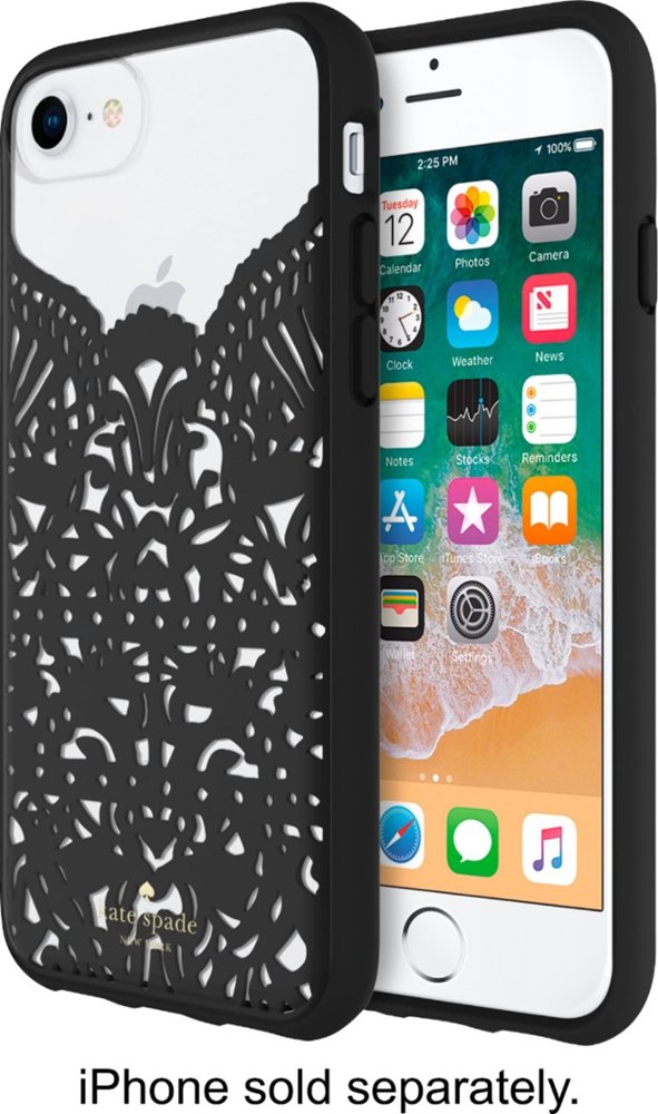new york case for apple iphone 7 and 8 - clear/lace hummingbird black