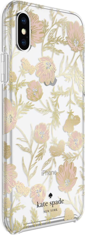 protective case for apple iphone x and xs - blossom pink/gold with gems protective case for apple iphone x and xs - blossom pink/gold with gems