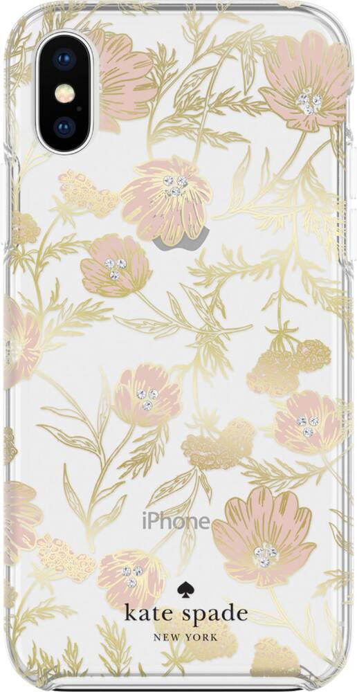 protective case for apple iphone x and xs - blossom pink/gold with gems protective case for apple iphone x and xs - blossom pink/gold with gems