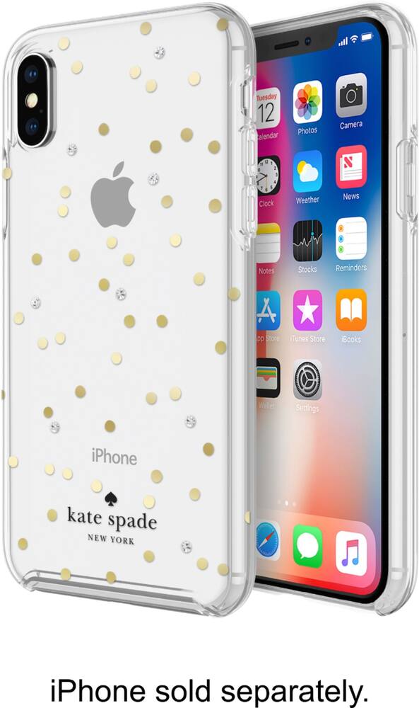 case for apple iphone x and xs - clear/scatter dot gold case for apple iphone x and xs - clear/scatter dot gold