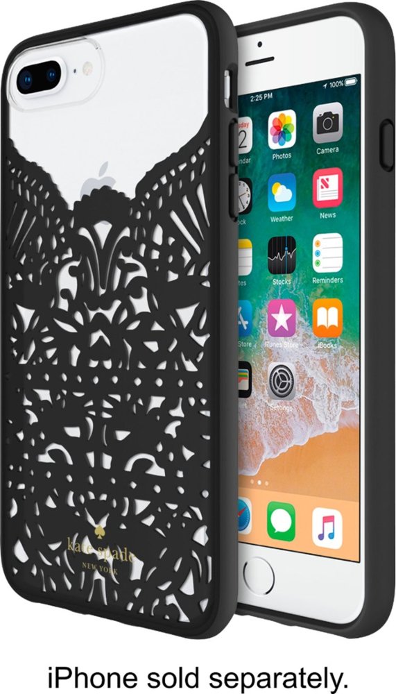 case for apple iphone 7 plus and 8 plus - clear/lace hummingbird black
