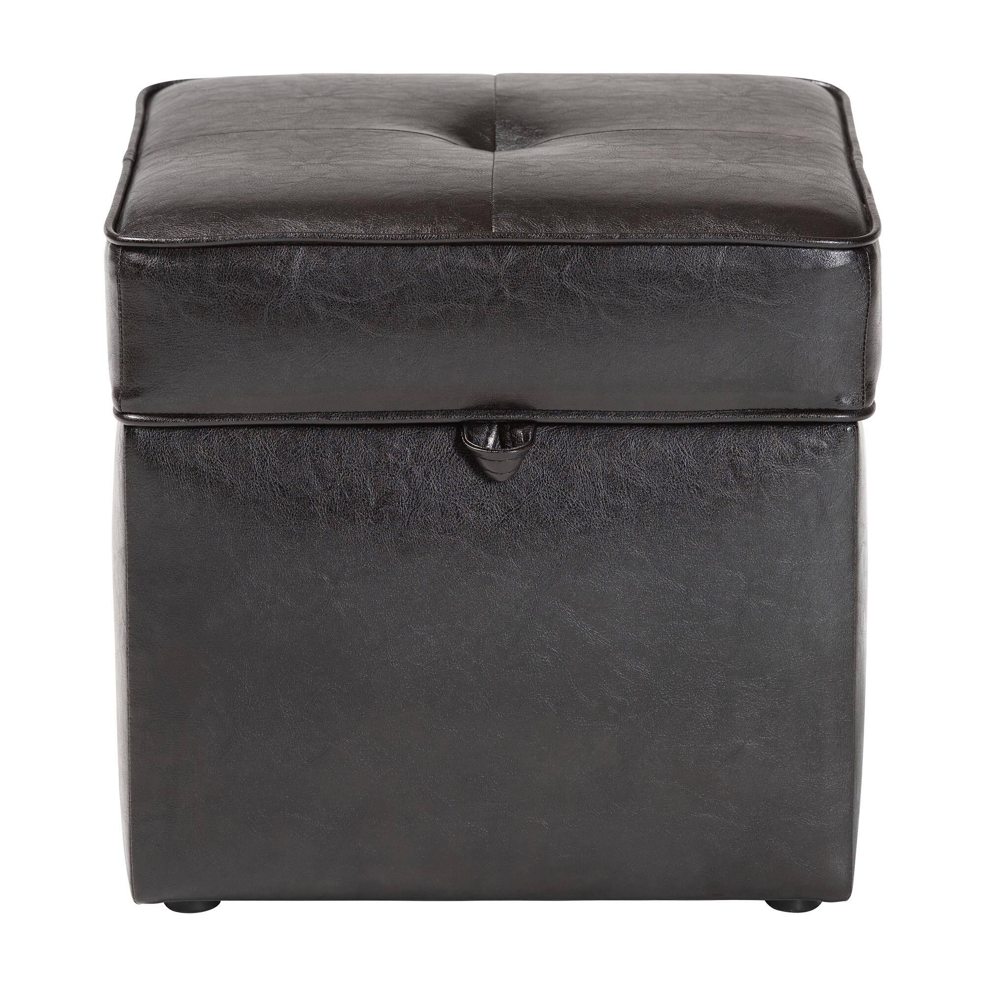 Left. Baxton Studio - Sydney Brown Modern Ottoman - Storage Ottoman - Dark Brown.