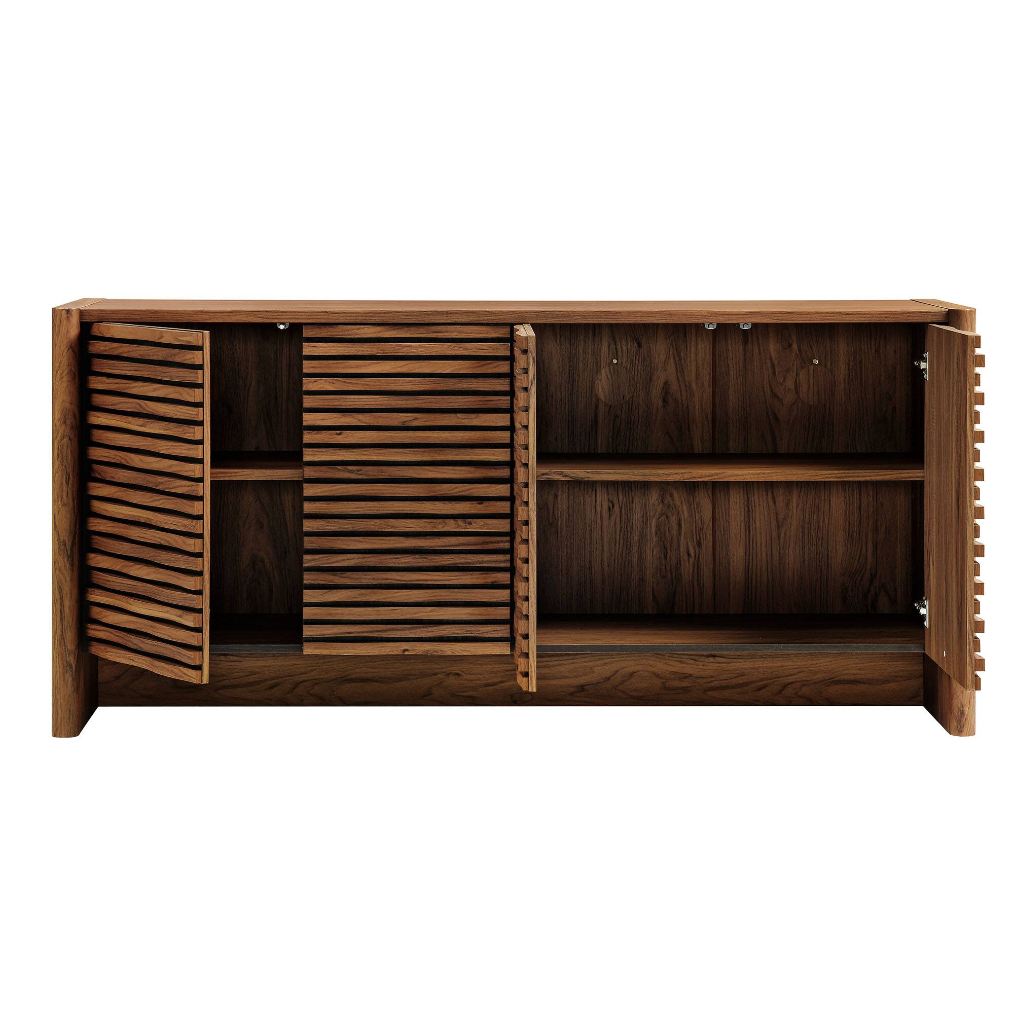 Alt View 5. Modway - Emric Wave 66" 4-Door Sideboard by Modway - Walnut.