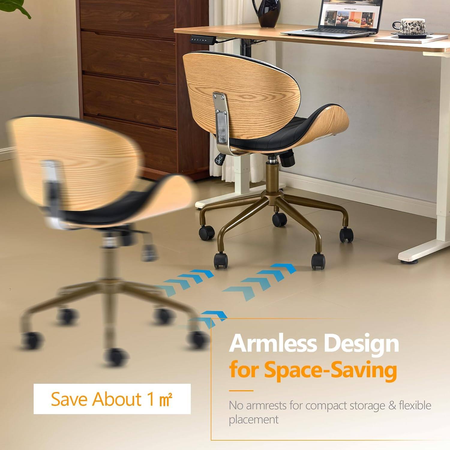 Save About 1 m²  
Armless Design for Space-Saving  
No armrests for compact storage & flexible placement