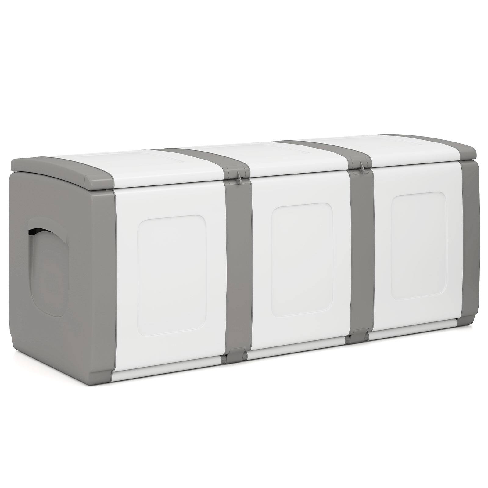 Alt View 8. Gymax - Gymax Deck Box Patio Container w/ Lockable Lid Weatherproof Plastic Storage Bin Gray & White - Gray.