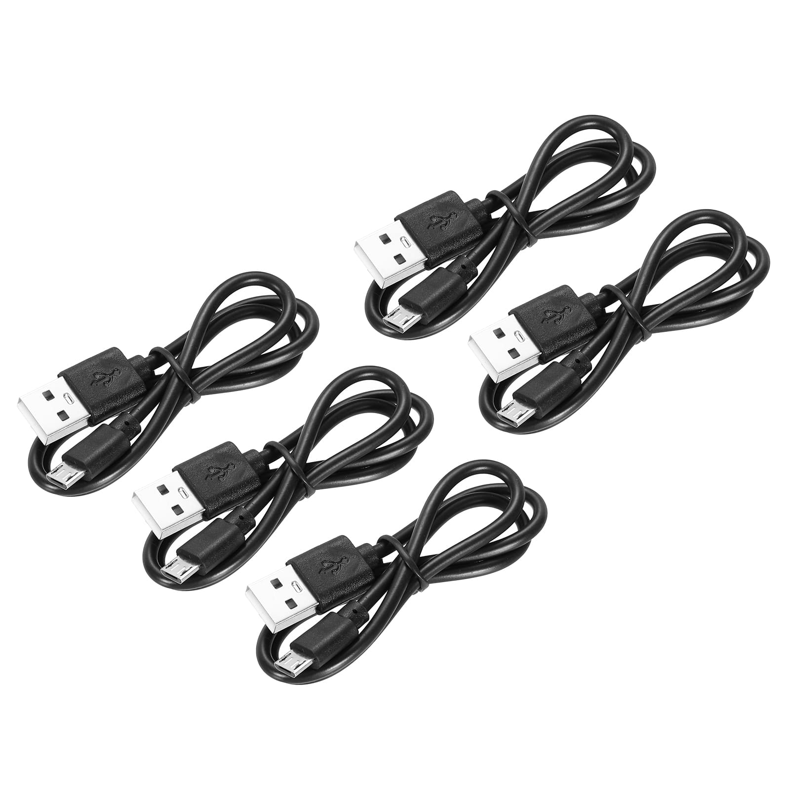 Unique Bargains - 5pcs Micro USB Cable 1ft USB A to Micro USB Data Charging Cord for Phone Camera - Black