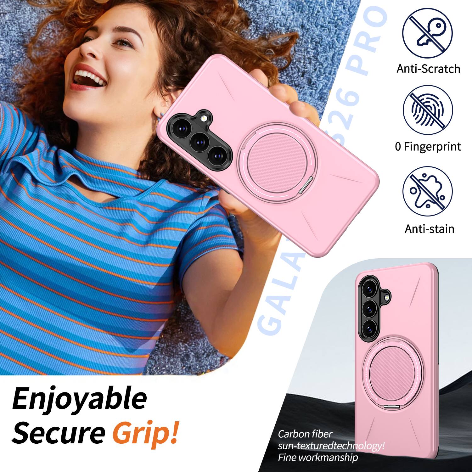 PRO Anti-Scratch 626 0 Fingerprint Enjoyable Secure Grip! Anti-stain GALA Carbon fiber sun-textured technology! Fine workmanship