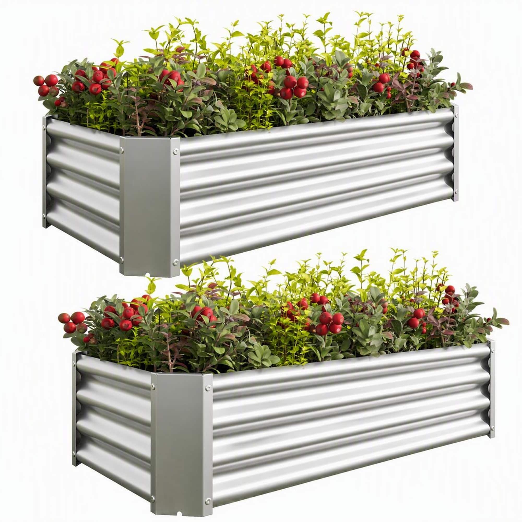 RYHNUYNE - Metal Rectangular Raised Garden Bed 2 Pack, 4x2x1 ft Galvanized Planter Box for Vegetables Flowers Herbs - Silver price history on PriceWatchPro