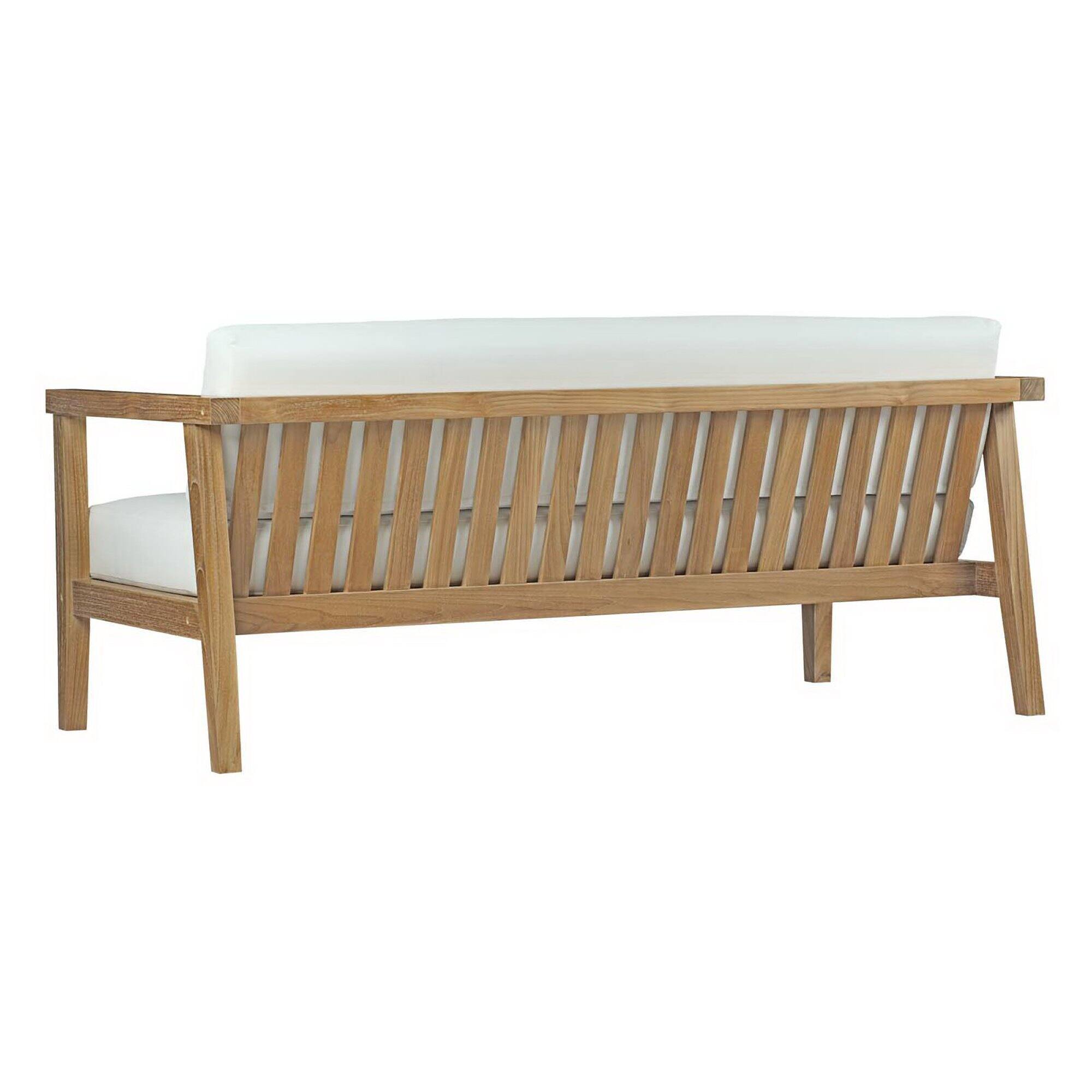 Alt View 2. Modway - Bayport 6-Piece Teak Outdoor Patio Set - Solid Teak, All-Weather Machine-Washable Cushions, No Assembly Required - Natural White.