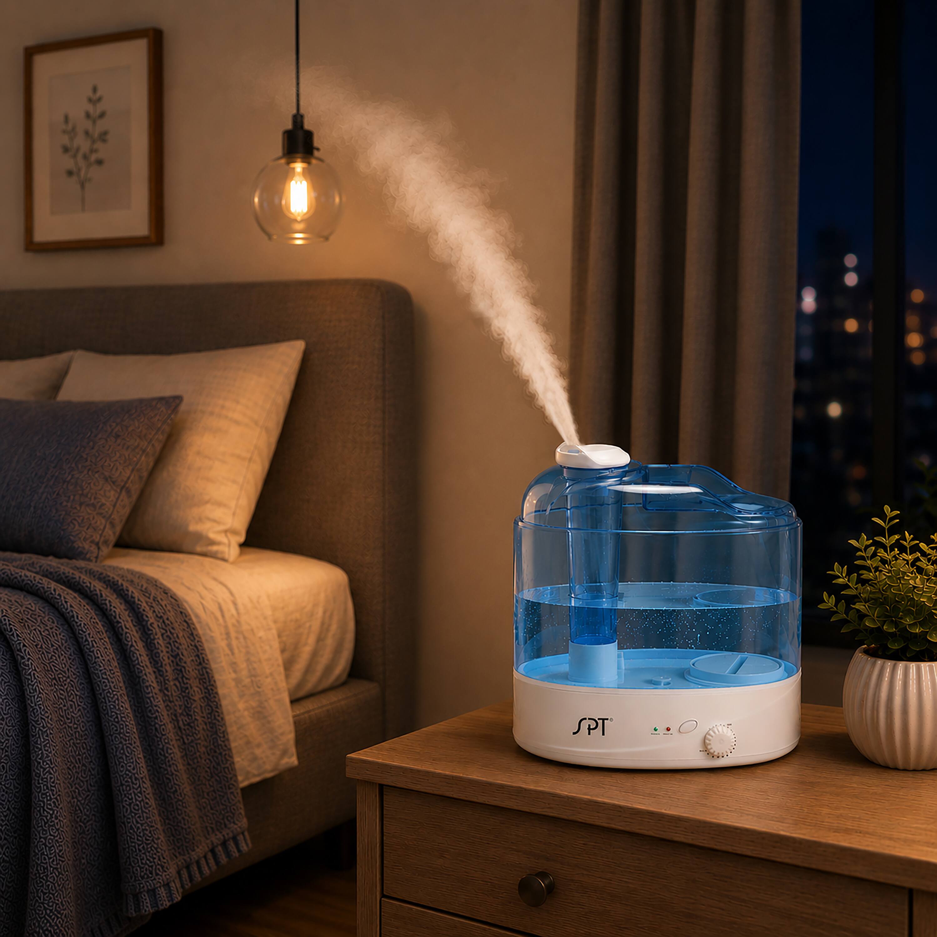 Alt View 3. SPT - 2 Gal. Ultrasonic Cool Mist Humidifier - White.