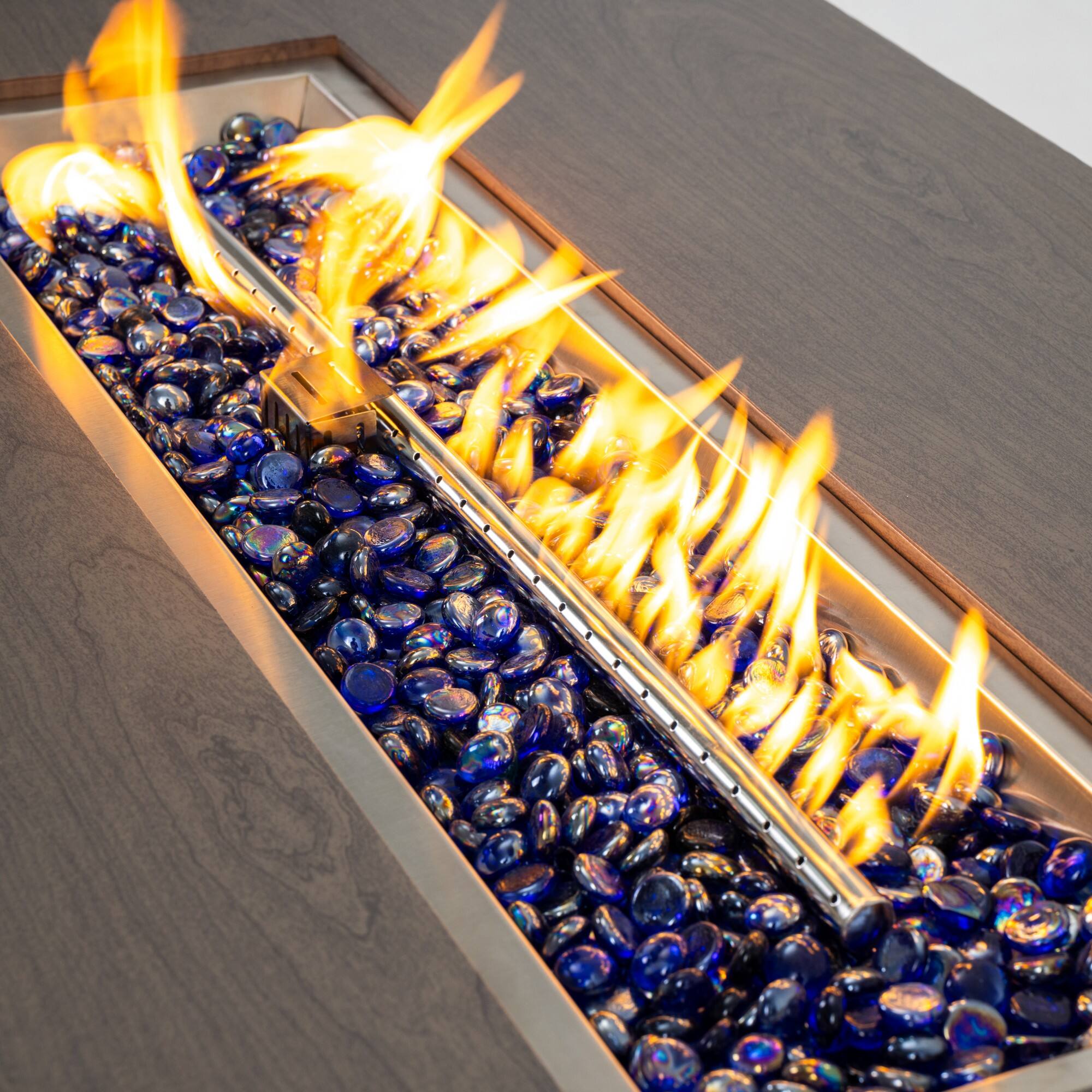 Alt View 3. PexFix - 60 in. Contemporary Rectangle Gas Fire Pit Table with Rain Cover – Stylish Heater for Modern Patios & Backyard Lounging - Grey.