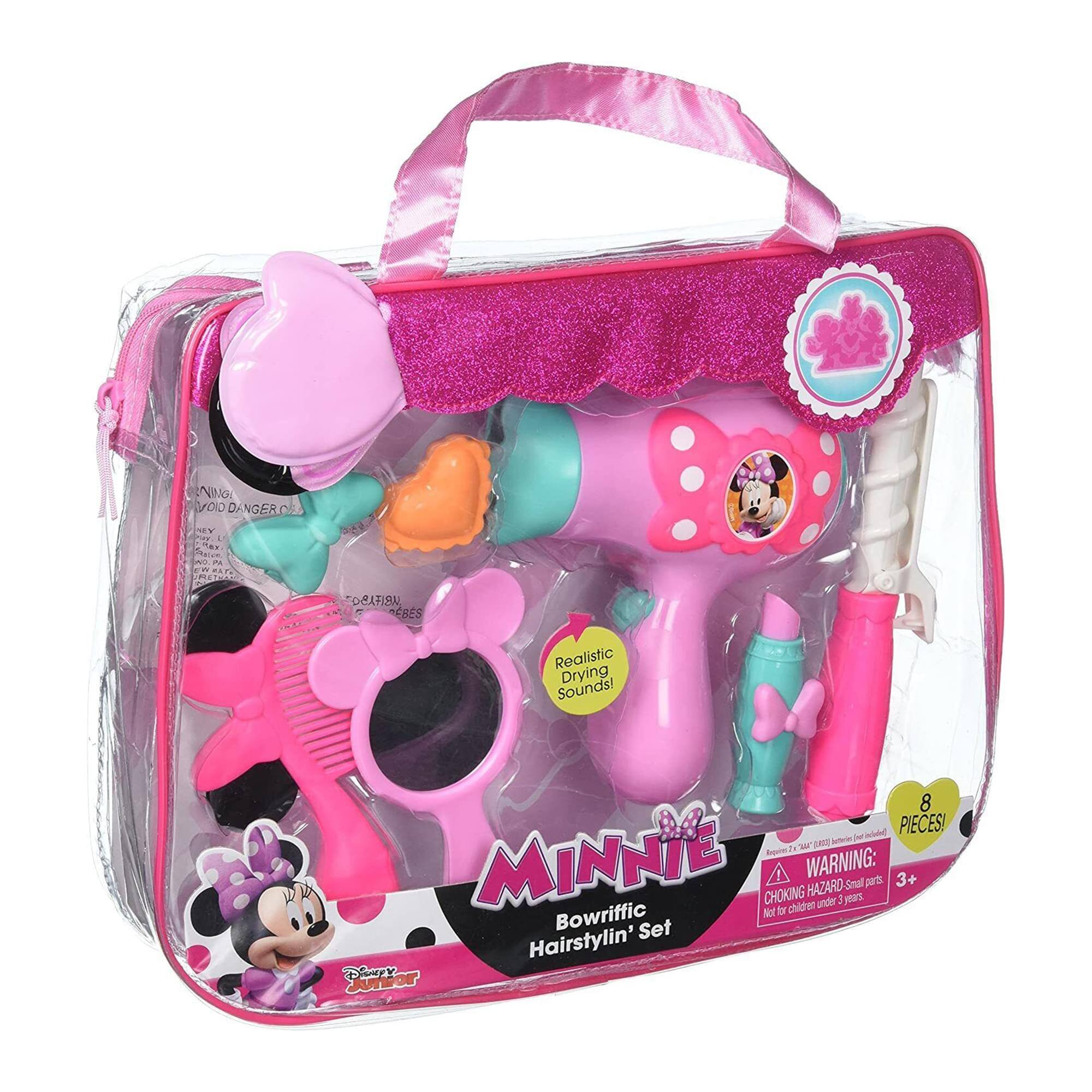 MINNIE Bowriffic Hairstyling Set

Realistic Drying Sounds!

8 pieces!

WARNING: CHOKING HAZARD - Small parts. Not for children under 3 years.