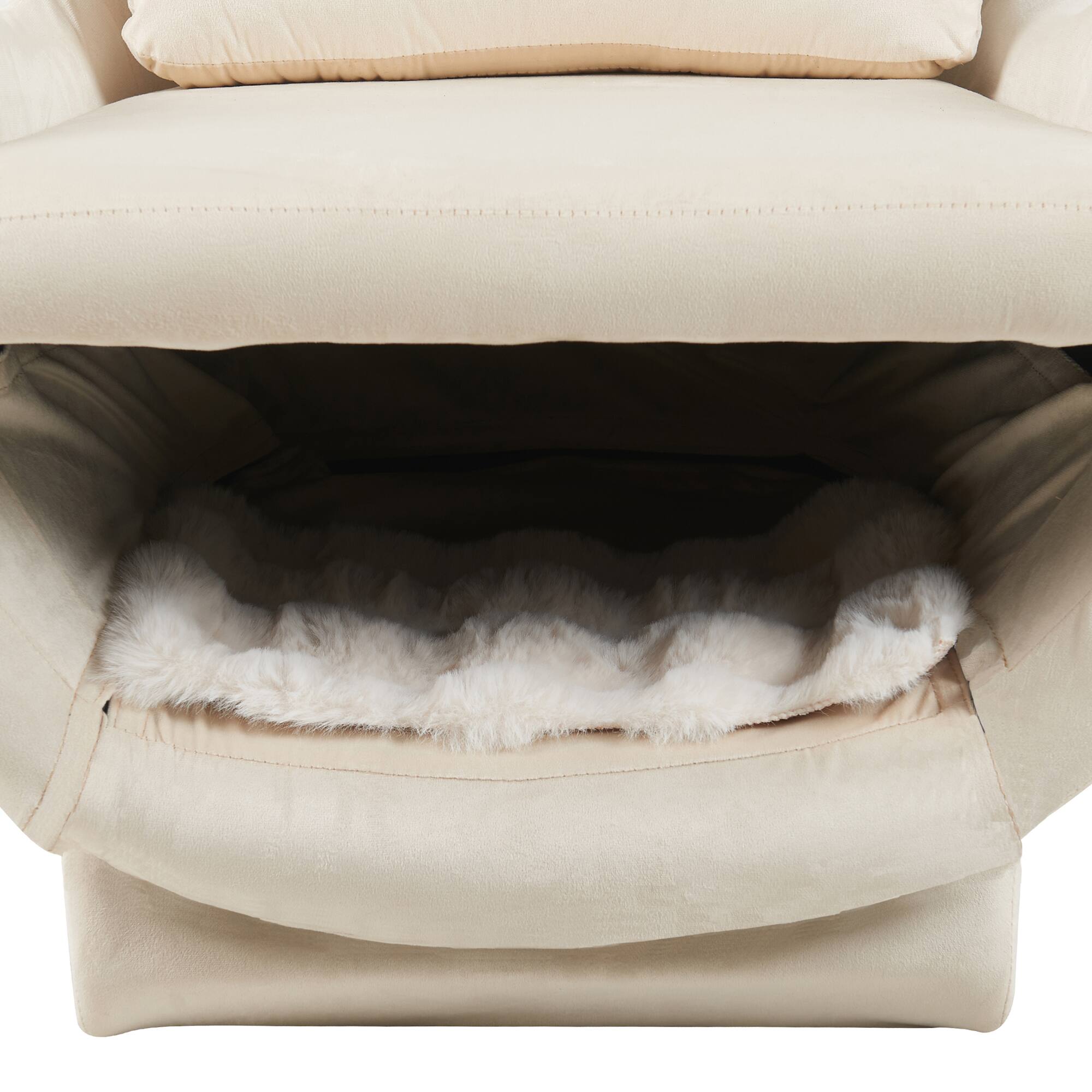 Alt View 2. Bestier - 2 in 1 Pet Friendly Modern Velvet Lounge Chair Upholstered Accent Chair for Living Room or Office - White.