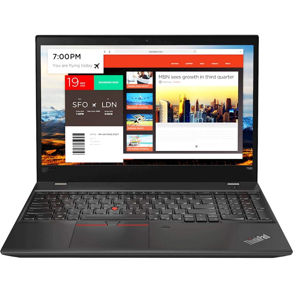 Front. Lenovo - ThinkPad T580 15.6" Laptop - Intel Core i5- 8GB Memory - 500GB Hard Drive - Black.