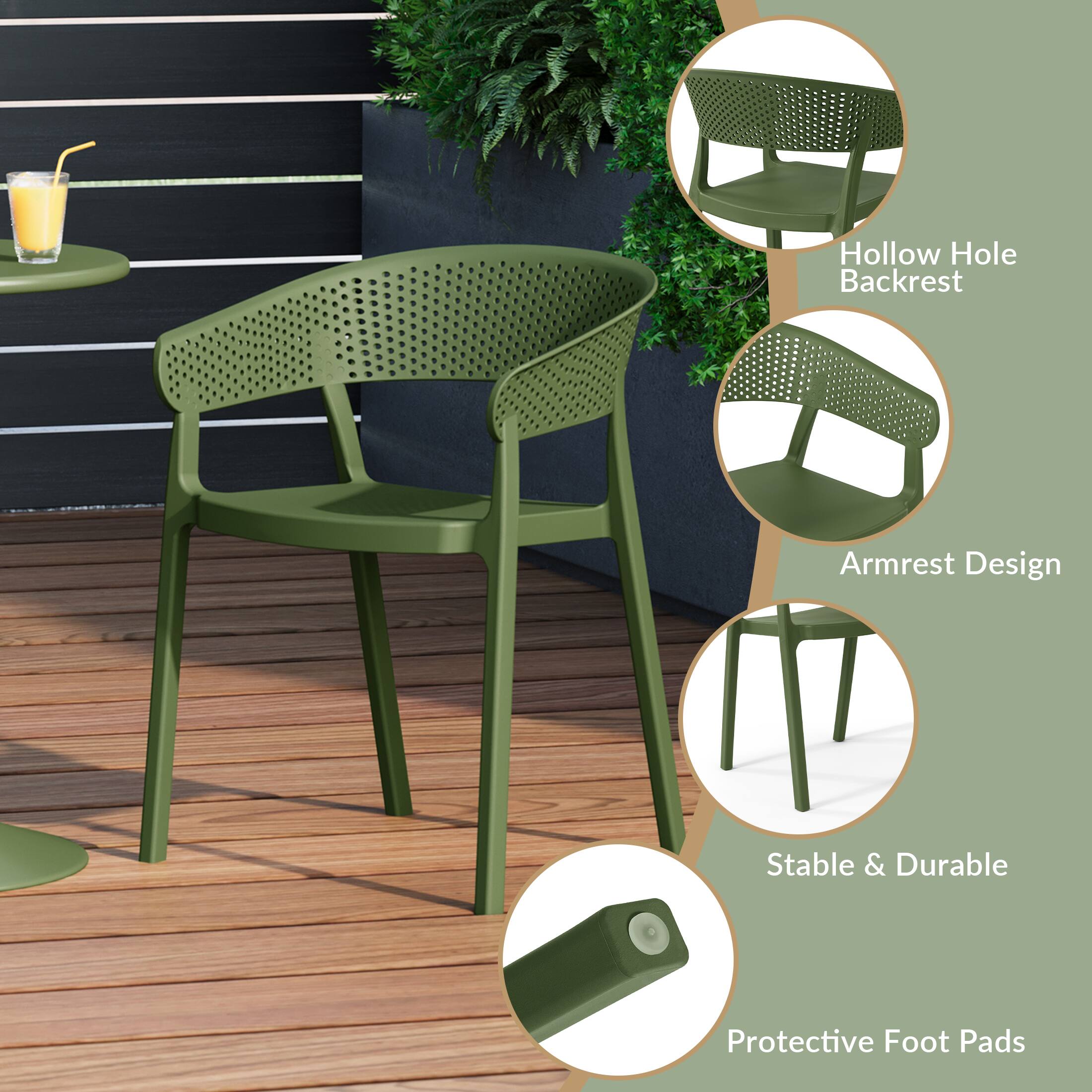 - Hollow Hole Backrest
- Armrest Design
- Stable & Durable
- Protective Foot Pads
